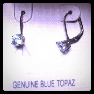 Genuine ice blue topaz earrings